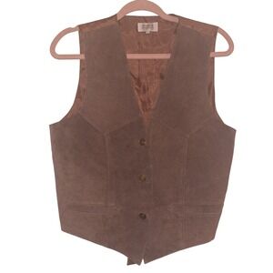 Sostanza Vintage Brown Genuine Suede Leather Vest Western Boho Coachella M/L